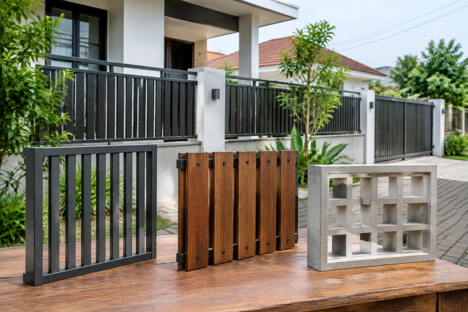 Tiga contoh pagar.