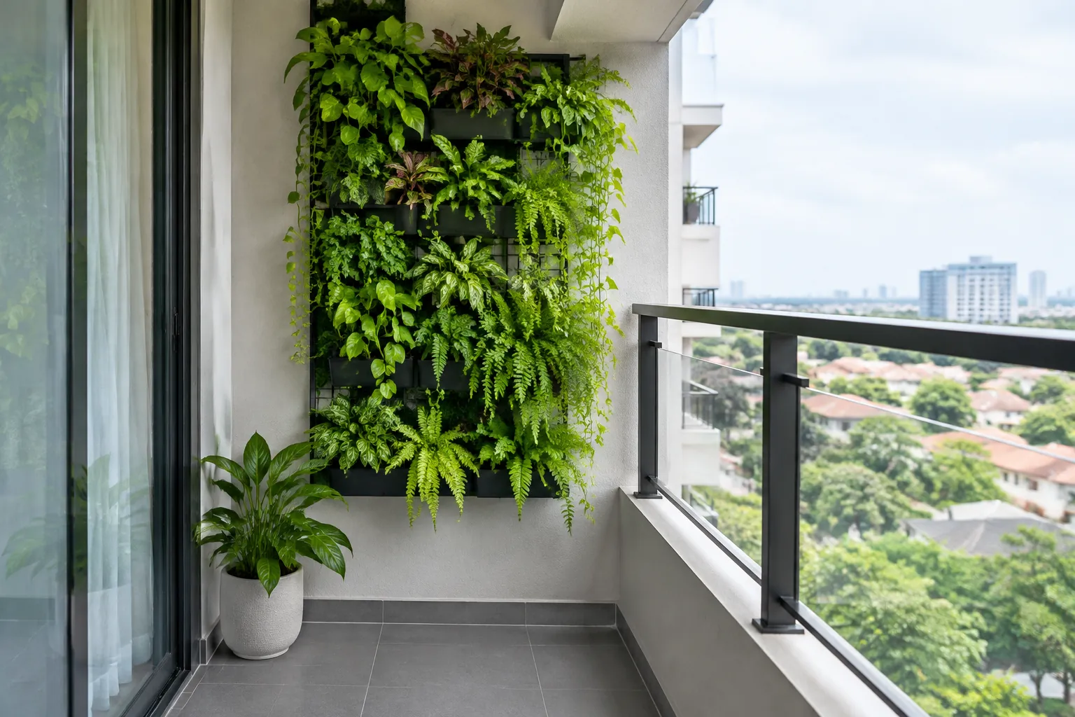 Taman vertikal terpasang.