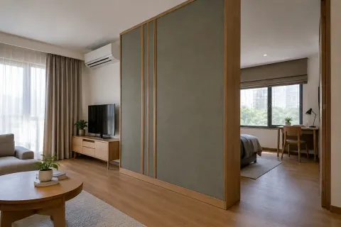 Partisi geser terlihat biasa.