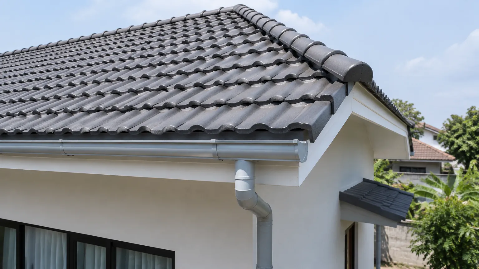 Atap genteng miring pada rumah satu lantai