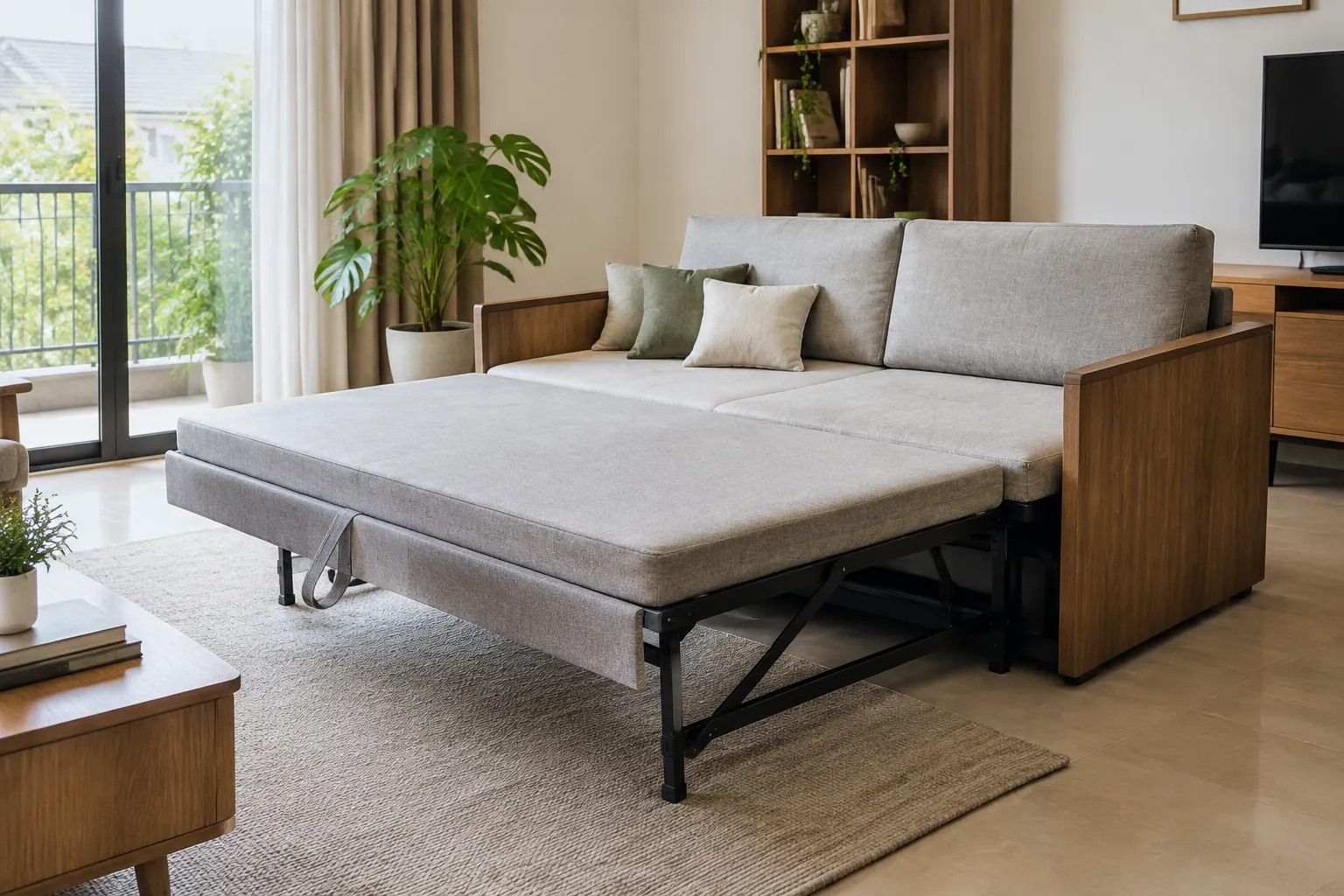 Tempat tidur lipat dari sofa dengan mekanisme terlihat
