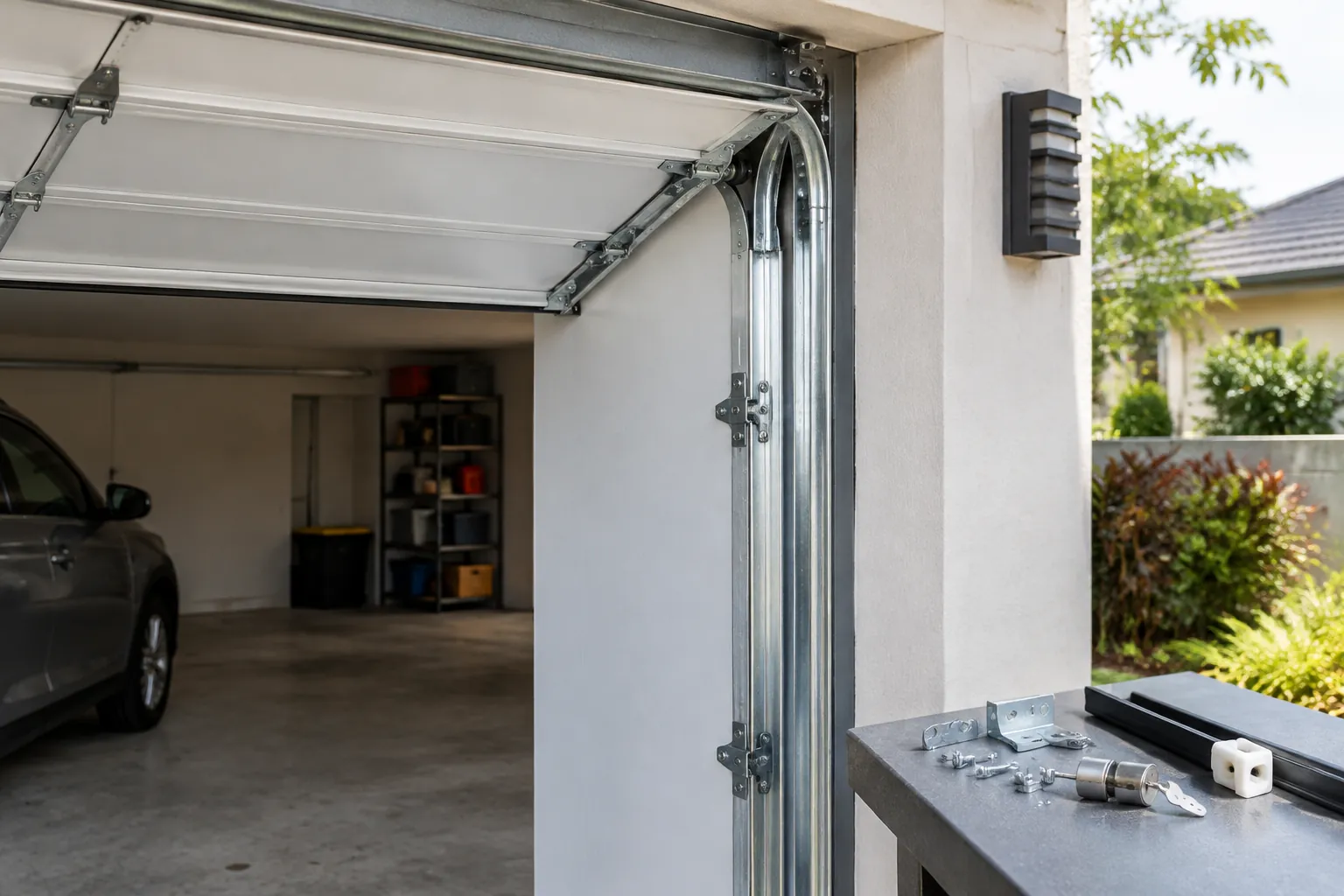 Pintu garasi dan sampel kecil.