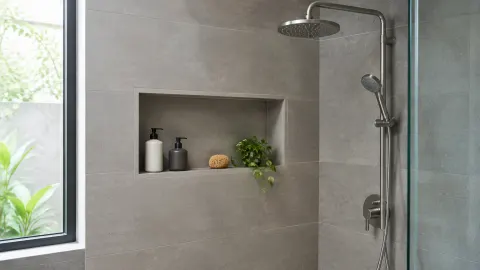 Ceruk dinding pada area pancuran kamar mandi