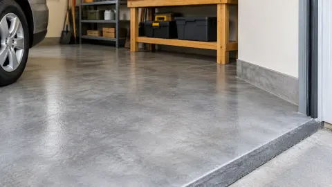 Permukaan lantai garasi pada ambang pintu