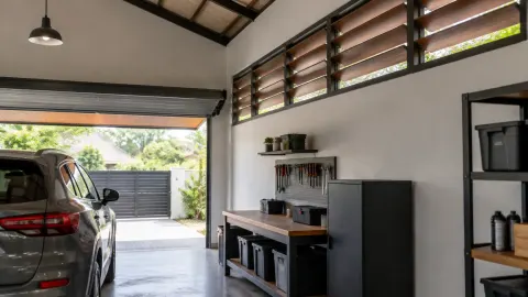 Ventilasi kisi dan bukaan besar pada garasi