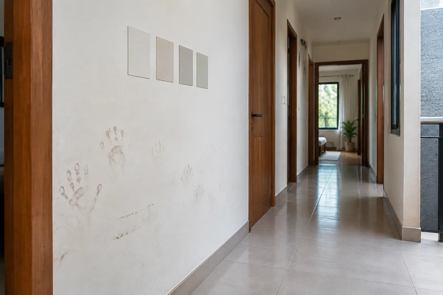 Dinding lorong bernoda dan tergores