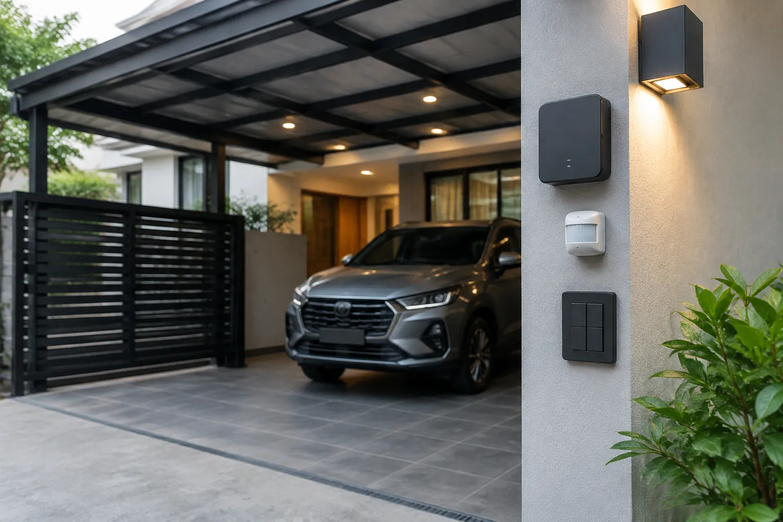 Beberapa perangkat pada tiang carport.