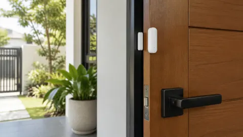 Sensor kecil terpasang pada daun pintu rumah