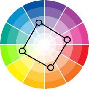 skema warna kotak pada roda warna
