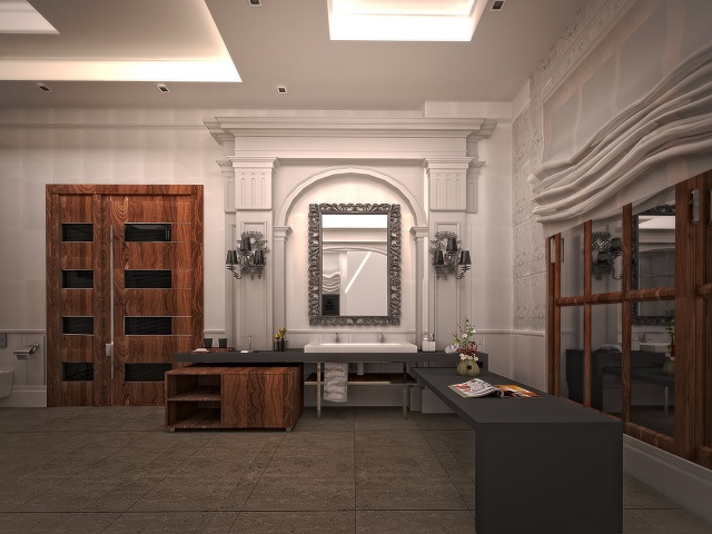 Desain kamar mandi neoklasik super mewah