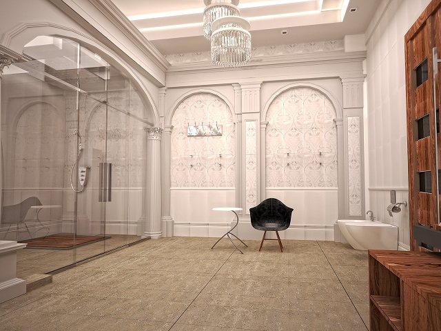 Desain kamar mandi neoklasik super mewah