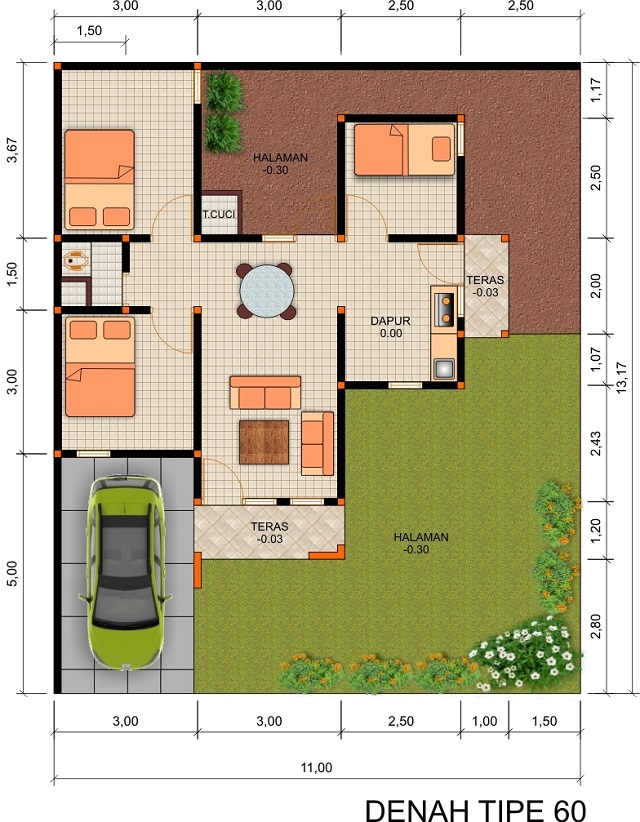desain rumah tipe 60