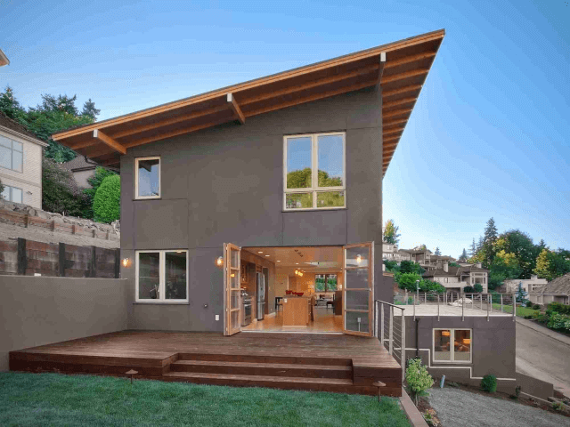 desain fasad rumah dengan atap miring