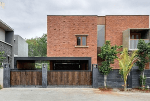 fasad rumah modern dengan bata ekspos