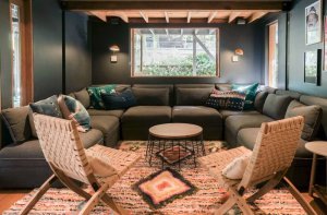 Interior ruang tamu gaya boho
