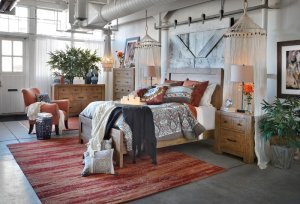 Interior kamar tidur desain bohemian natural