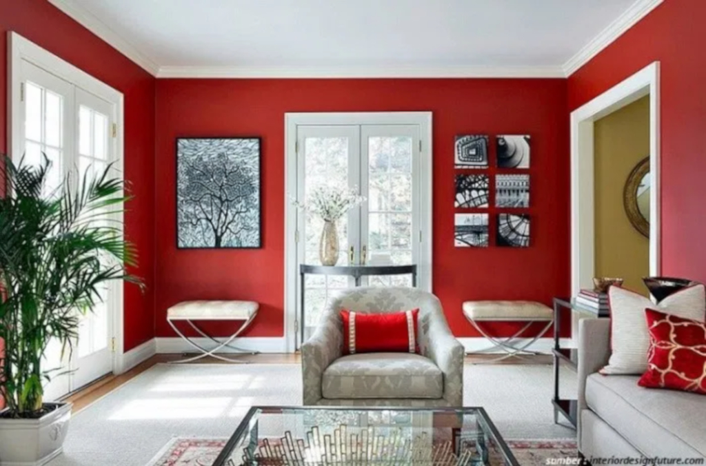 warna cat ruang tamu sempit interior ruang tamu warna merah