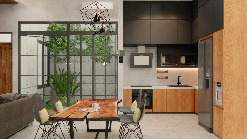 interior rumah gaya industrial modern