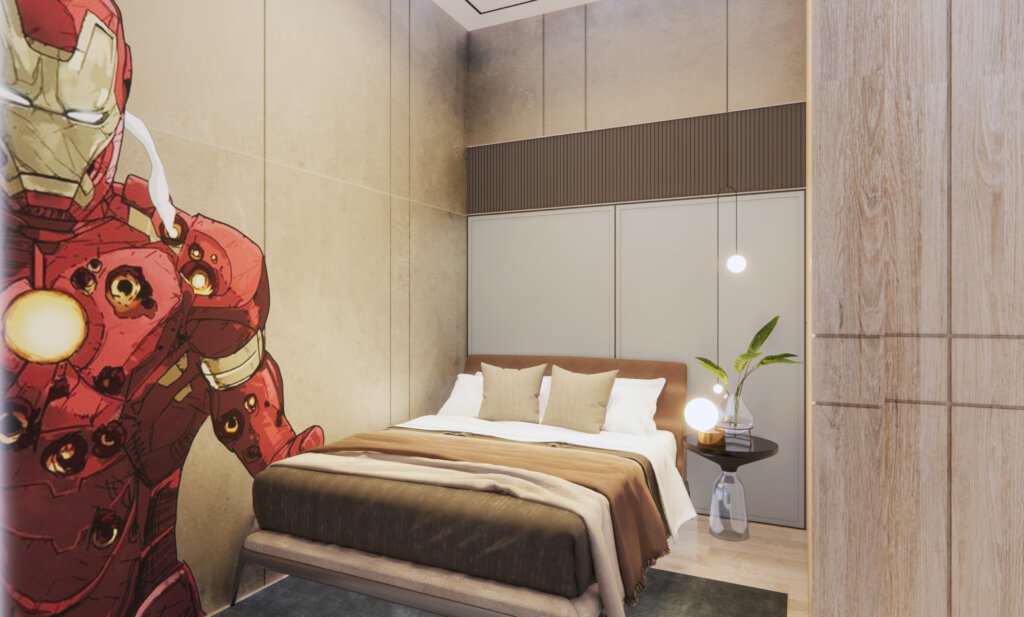 interior kamar anak laki-laki industrial