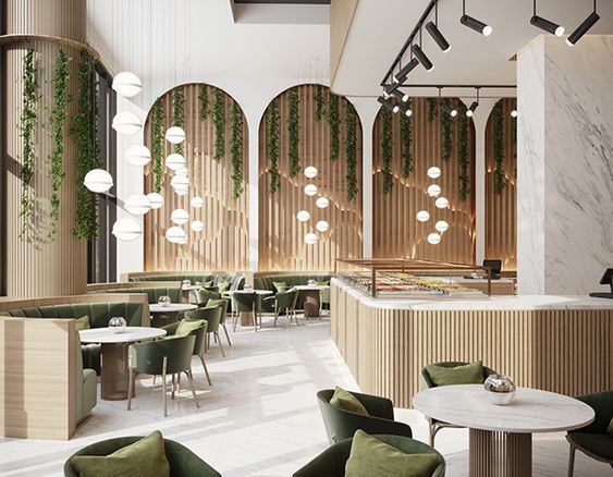 pencahayaan interior cafe gaya kontemporer