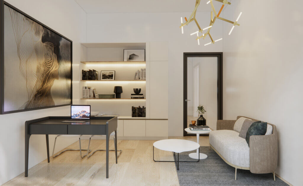 kantor eclectic design dengan lantai vinyl