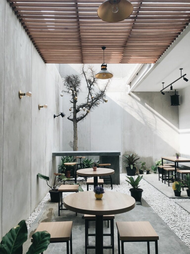 dekorasi cafe minimalis industrial