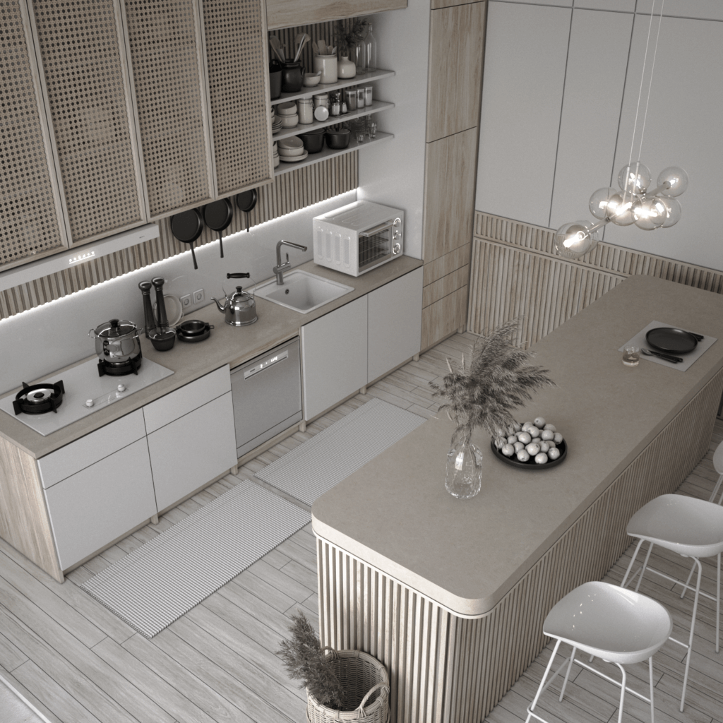 interior dapur dan ruang makan