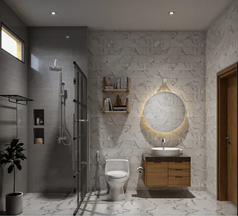 tempat penyimpanan di kamar mandi