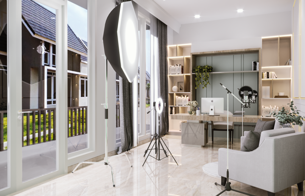 ruang podcast modern farmhouse