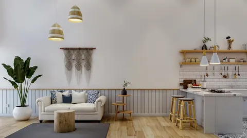 interior ruang keluarga dapur konsep open plan