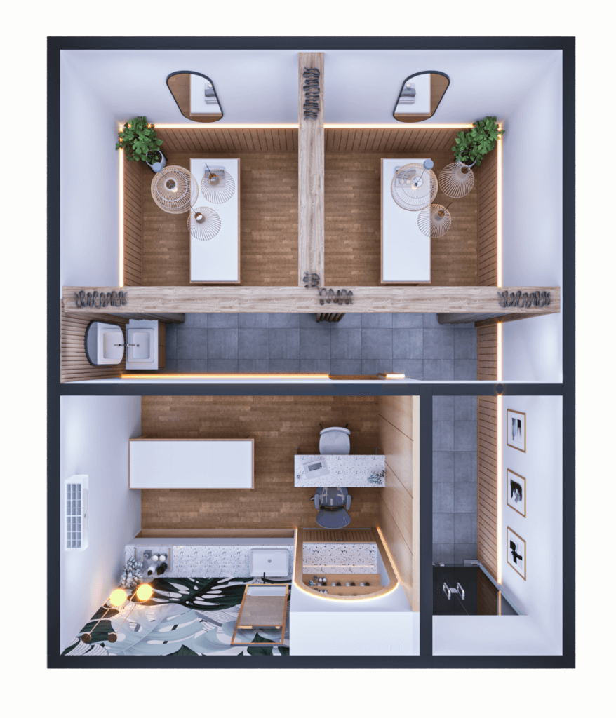 layout klinik kecantikan japandi