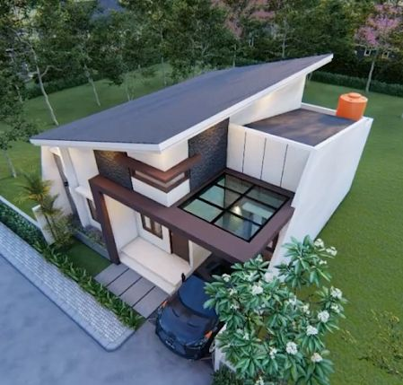 Desain-Rumah-Atap-Miring-Ke-Depan-Dengan-Atap-Konkaf