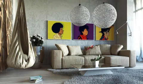 20 Ide Desain Ruang Keluarga Dengan Seni Dinding yang Besar