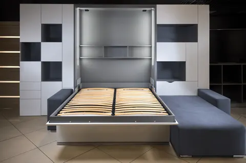 Kamar Tidur Minimalis dengan Furnitur Multifungsi Lipat