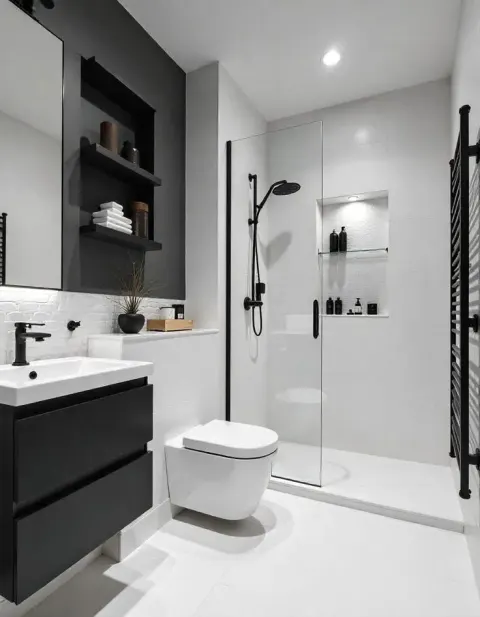 Desain Kamar Mandi Monokrom