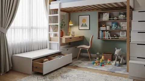 loft bed kamar anak laki-laki