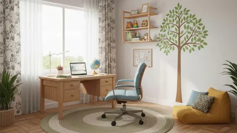 kursi belajar ergonomis warna pastel