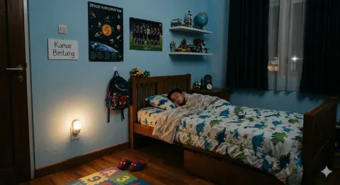 Lampu Sensor Gerak di Kamar Anak Laki-Laki