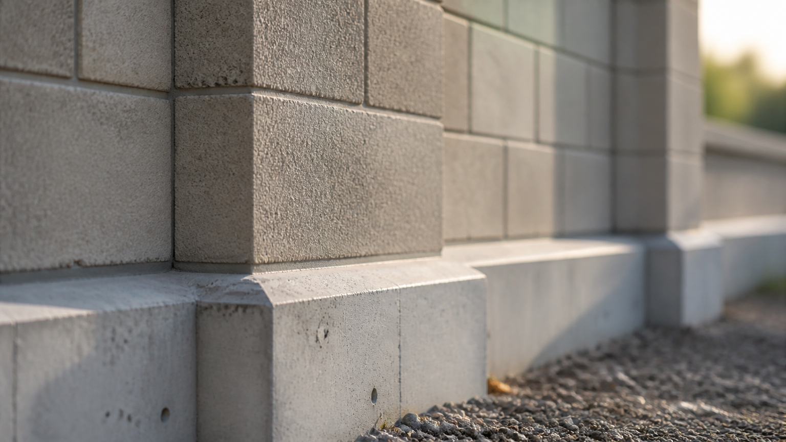 Detail susunan blok pagar di atas dasar beton